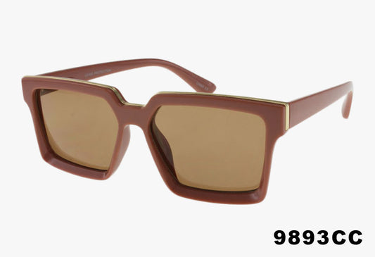 brown Wholesale Luxury Fashion Square Inlay Color Sunglasses