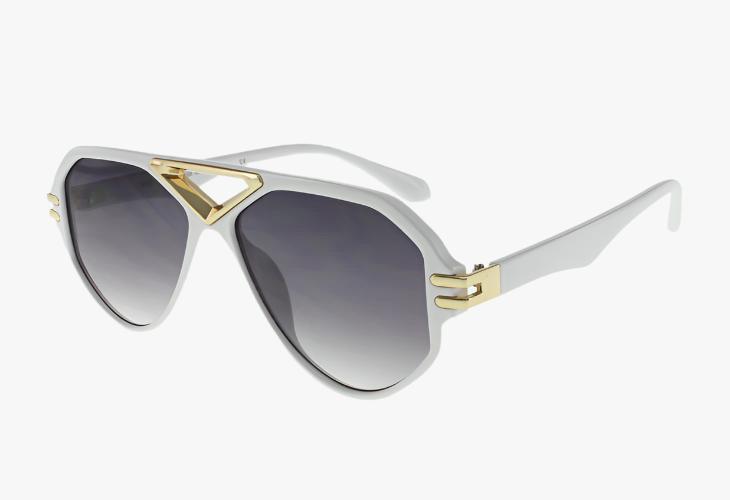 white Wholesale Lux Metal Detail Aviator Sunglasses