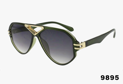 green Wholesale Lux Metal Detail Aviator Sunglasses