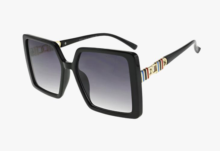 black Wholesale Square Frame Metal Enamel Sunglasses