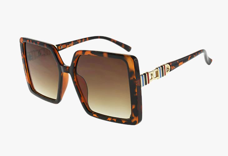 tortoise Wholesale Square Frame Metal Enamel Sunglasses