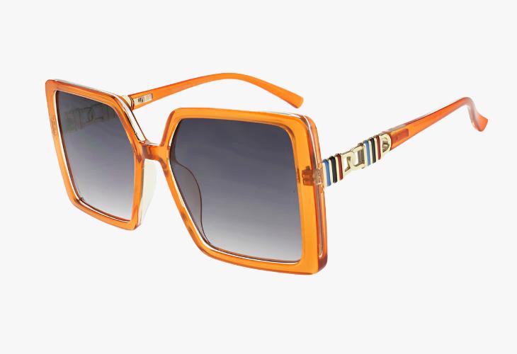 orange Wholesale Square Frame Metal Enamel Sunglasses