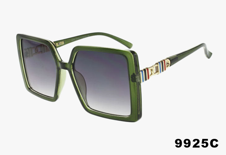 green Wholesale Square Frame Metal Enamel Sunglasses