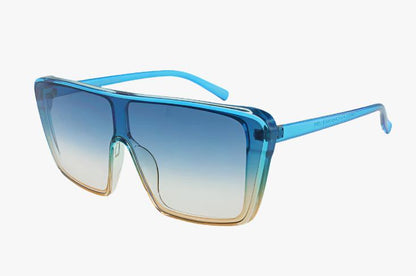 blue Curved Flat Top Shield Style Color Wholesale Sunglasses