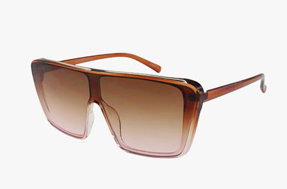 amber Curved Flat Top Shield Style Color Wholesale Sunglasses