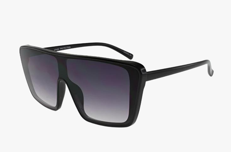 black Curved Flat Top Shield Style Color Wholesale Sunglasses