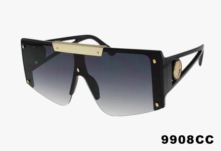 black Wholesale Large Fashion Lux Shield Sunglasses