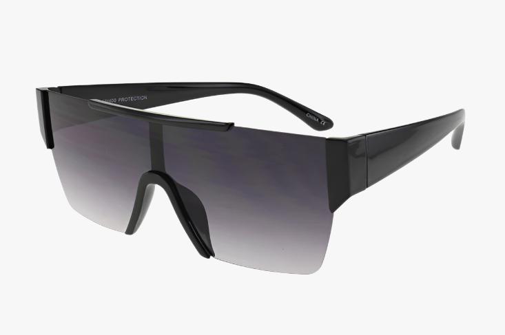 gradient black Fashion Square Flat Top Shield Wholesale Sunglasses