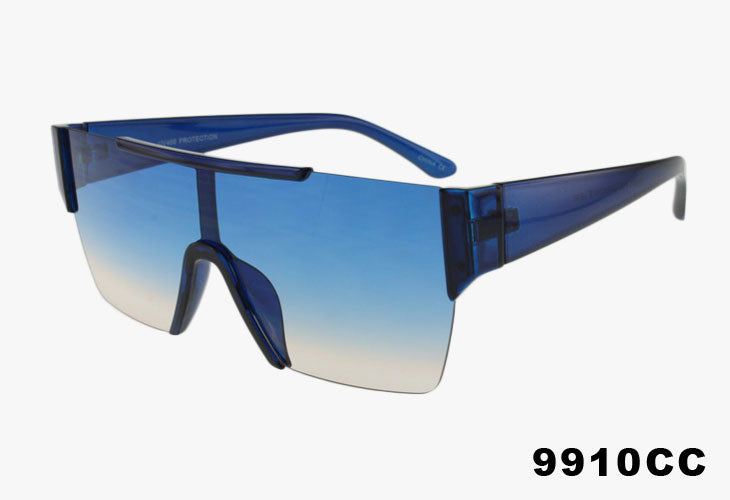 blue Fashion Square Flat Top Shield Wholesale Sunglasses