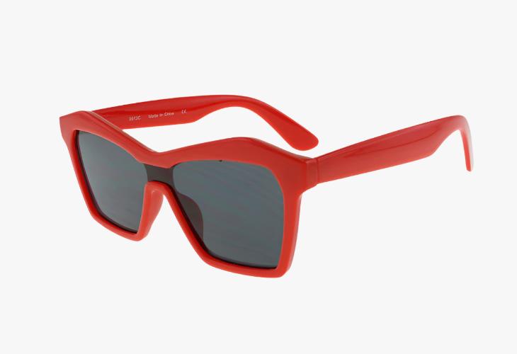 red Wholesale One Piece Lens Angular Cat Eye Sunglasses