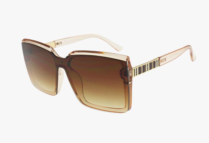 beige Wholesale Square Frame Enamel Temple Sunglasses