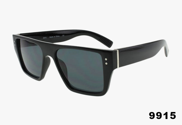 black Classic Flat Top Rectangular Rivet Wholesale Sunglasses