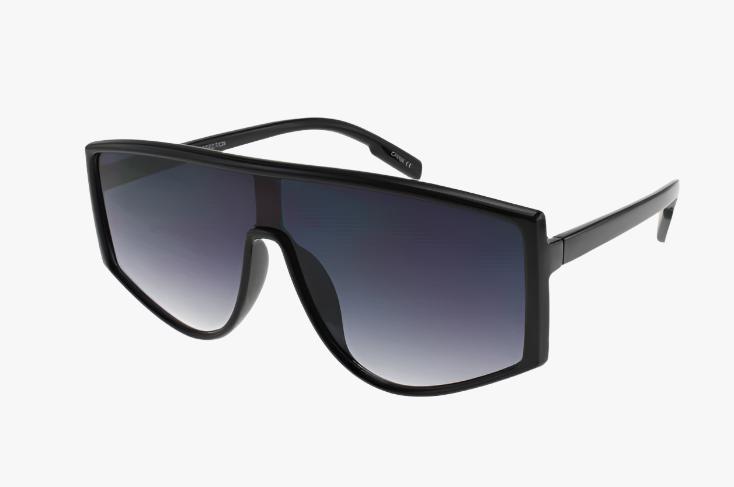 black Flat Top Curved Shield Style Wholesale Sunglasses