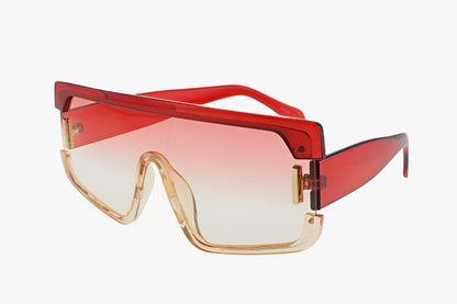 red Flat Top One Piece Lens Shield Wholesale Sunglasses