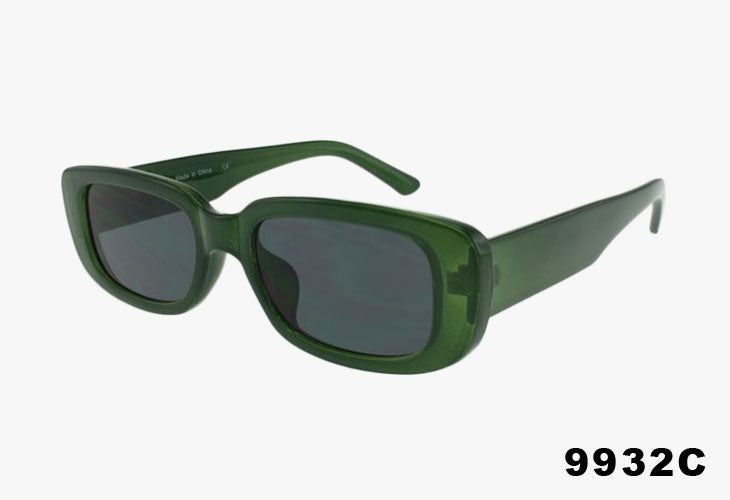 green Wholesale Fashion Extended Lens Square Sunglasses-Wholesale sunglasses UV400 protection retro-inspired frames