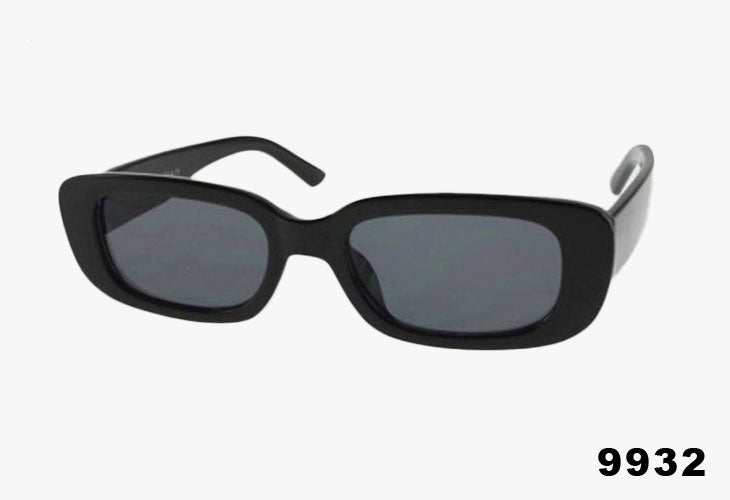 black Wholesale Designer Slim Trendy Rectangular Sunglasses