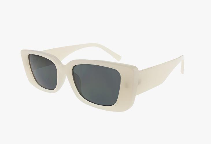 ivory Wholesale Rounded Slim Trendy Rectangular Color Sunglasses