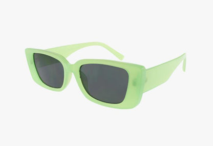 green Wholesale Rounded Slim Trendy Rectangular Color Sunglasses