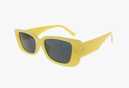 yellow Wholesale Rounded Slim Trendy Rectangular Color Sunglasses