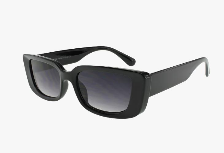 black Wholesale Rounded Slim Trendy Rectangular Color Sunglasses