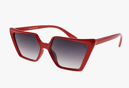 red Fashion Wholesale Slim Angular Cat Eye Sunglasses