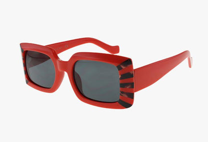 red Wholesale Rectangular Trendy Striped Sunglasses