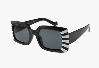 black Wholesale Rectangular Trendy Striped Sunglasses