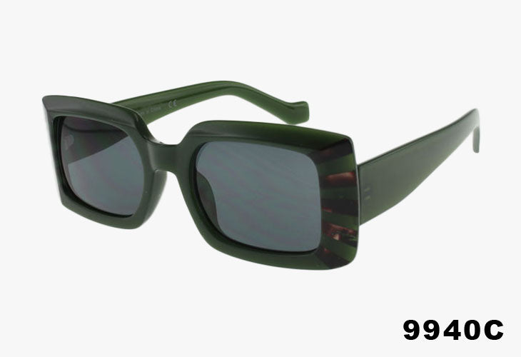 green Wholesale Rectangular Trendy Striped Sunglasses