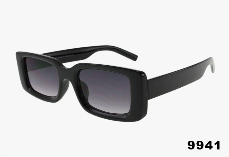 black Wholesale Medium Slim Rectangular Sunglasses