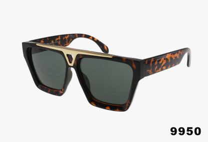 9950 - Wholesale Luxury Fashion Metal Brow Square Sunglasses