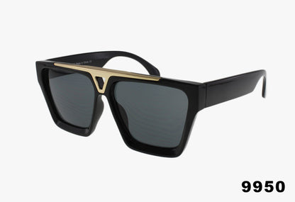 9950 - Wholesale Luxury Fashion Metal Brow Square Sunglasses