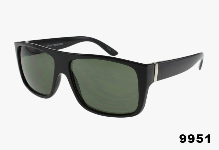 solid black Classic Flat Top Rectangle Wholesale Sunglasses