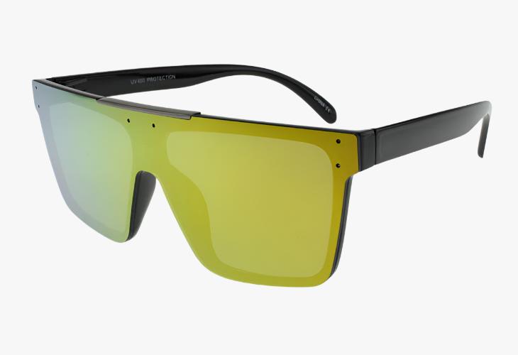 yellow mirror Flat Top Fashion Sport Shield Mirror Wholesale Sunglasses