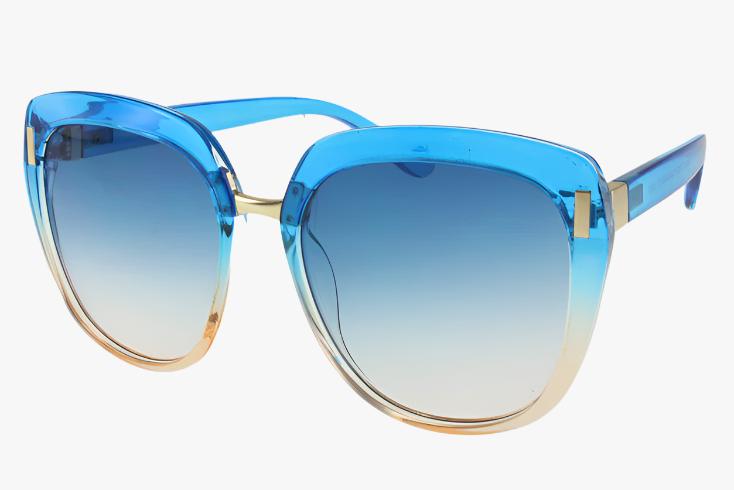 blue Oversized Large Rounded Square Ombre Sunglasses