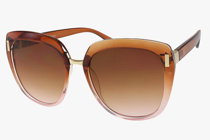 brown Oversized Large Rounded Square Ombre Sunglasses