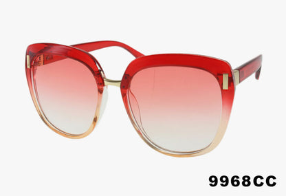 red Oversized Large Rounded Square Ombre Sunglasses