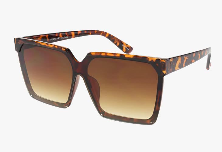 tortoise Wholesale Fashion Square Extended Lens Sunglasses