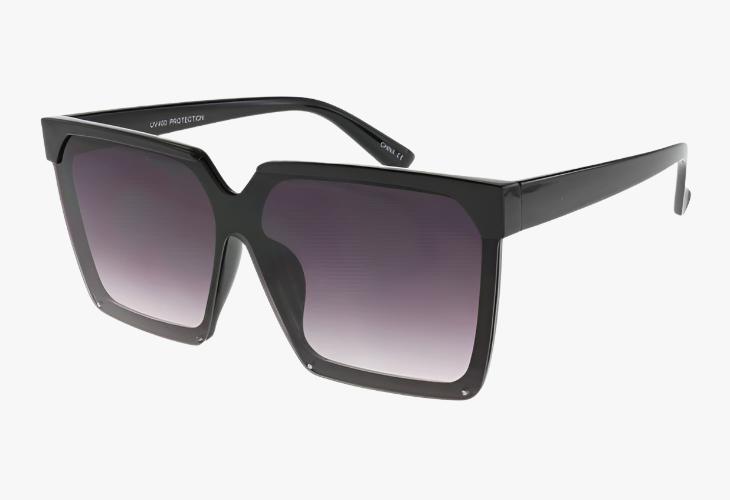 black Wholesale Fashion Square Extended Lens Sunglasses