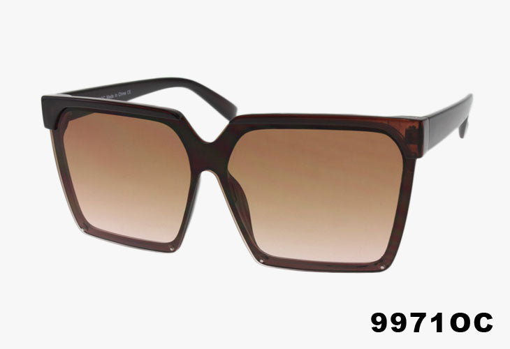 brown Wholesale Fashion Square Extended Lens Sunglasses