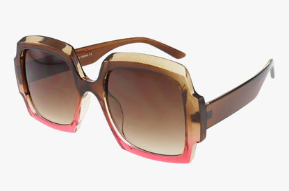 brown Wholesale Fashion Square Beveled Color Sunglasses