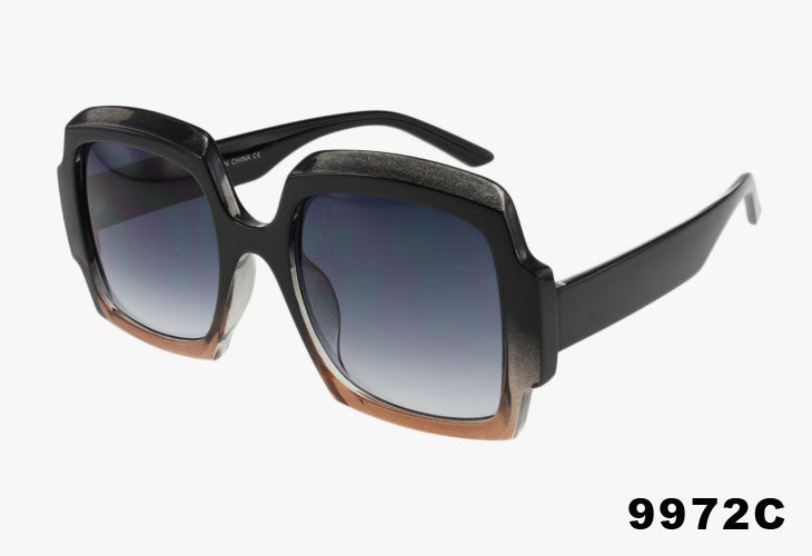 black Wholesale Fashion Square Beveled Color Sunglasses