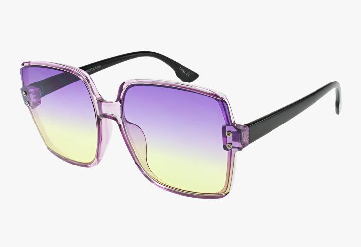 purple yellow gradient Wholesale Fashion Square Frame Rivet Sunglasses