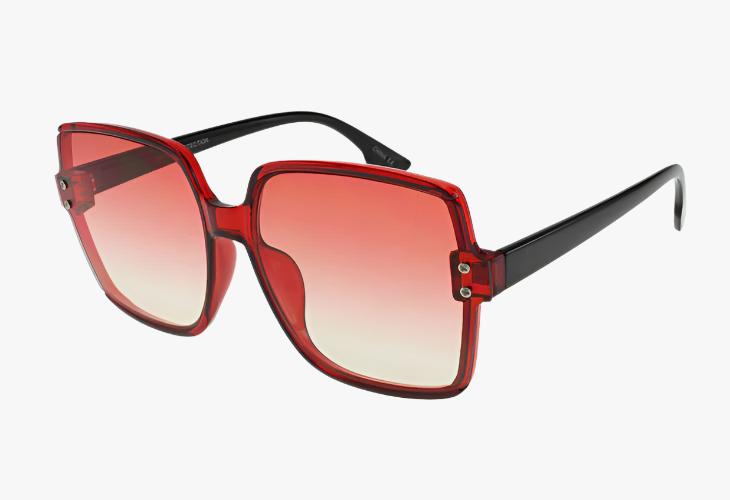 red gradient Wholesale Fashion Square Frame Rivet Sunglasses