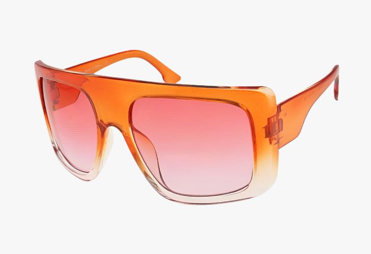 orange Large Oversized Curved Shield Color Wholesale Sunglasses