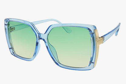 green Wholesale Fashion Square Metal Detail Color Sunglasses