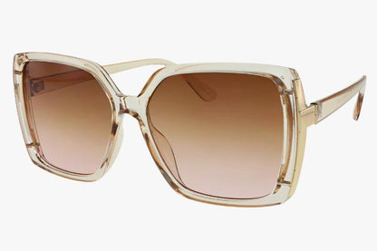 beige Wholesale Fashion Square Metal Detail Color Sunglasses