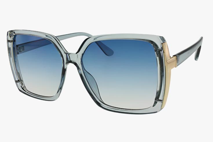 blue Wholesale Fashion Square Metal Detail Color Sunglasses