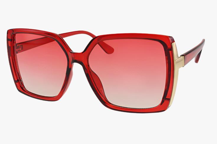 red Wholesale Fashion Square Metal Detail Color Sunglasses