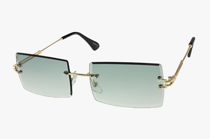 green lens Wholesale Fashion Rectangular Rimless Frame Sunglasses