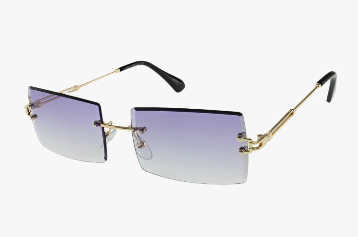 purple lens Wholesale Fashion Rectangular Rimless Frame Sunglasses